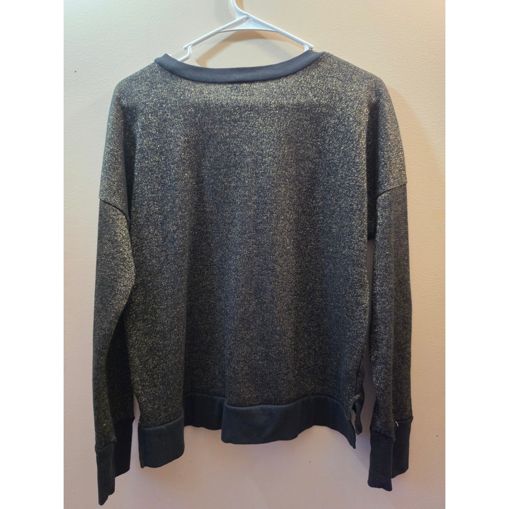 LOL Vintage Black Gold Metallic Owl Graphic Sweatshirt Lurex Shimmer Large - Picture 4 of 8
